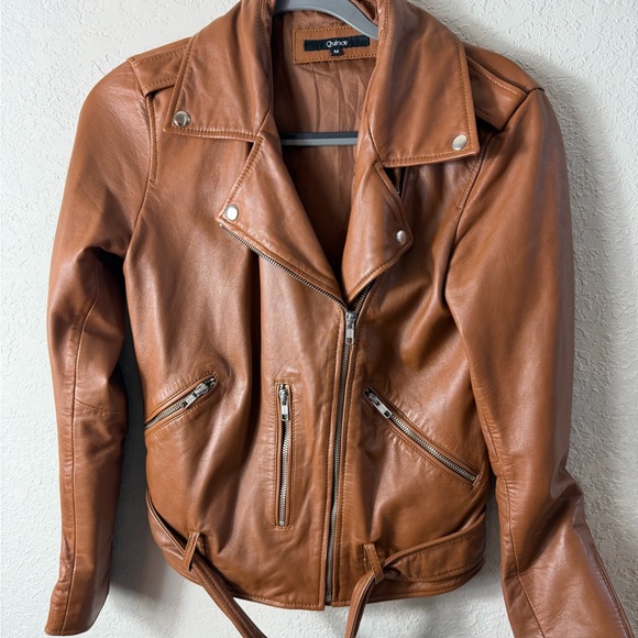 Quince 100% Leather Motorcycle Jacket Sz M - Picture 3 of 8